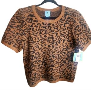CeCe Brown and Black Leopard Print Sweater